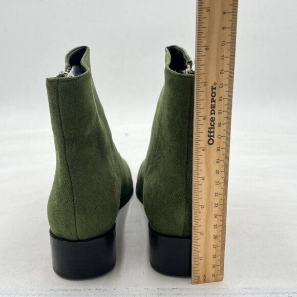 FSJ Women Comfy Western Flat Ankle Boots Low Heel Pointed Toe Side Zipper Bootie - Picture 4 of 7